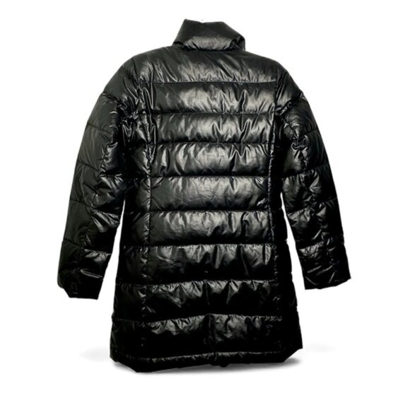 +J Jil Sander Uniqulo long mock neck metallic black quilted Down puffer Coat XS - Picture 4 of 9